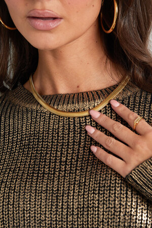 Collar unisex trenzado plano - plata - 8.0MM h5 Imagen3